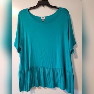3x Old Navy Teal Ruffle Peplum Top